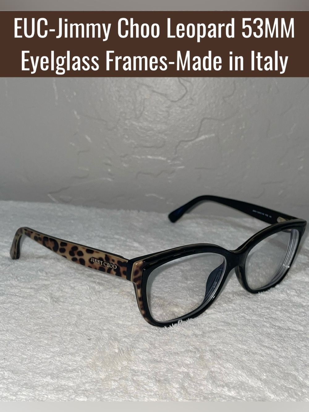 EUC-Jimmy Choo Leopard 53MM Eyeglass Frames- Made in Italy